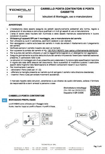 Carrello porta contenitori e porta cassette (P72)