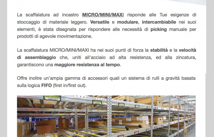 SCAFFALATURE MICRO/MIINI/MAXI