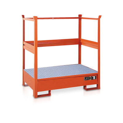 Watertight stackable tank mm. 1350Lx860Dx1300H+100H. Orange.