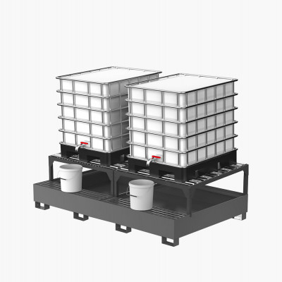 Vasca per 2 cisternette supporti inclinati. Grigio