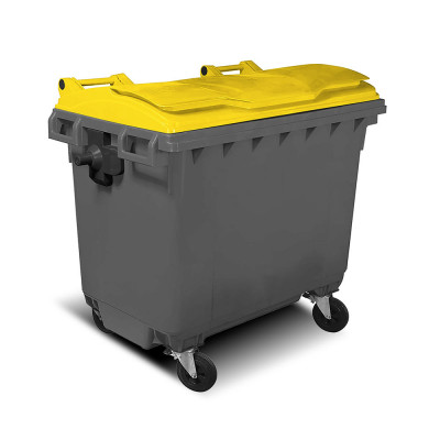 Cassonetto con ruote 1100 lt. Grigio, coperchio Giallo