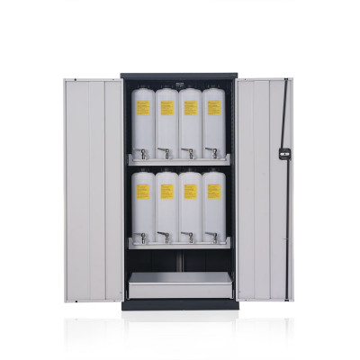 Armadio con n.28 taniche. Grigio scuro/Chiaro