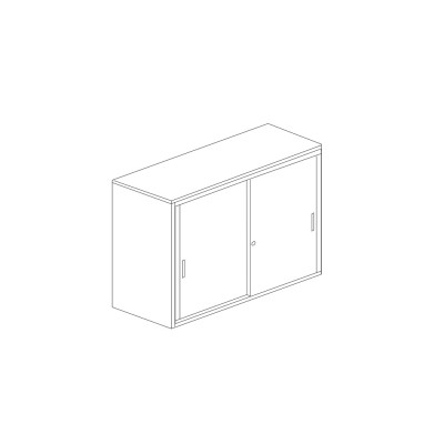 Metal bookcase with sliding doors white. Sizes: 1200Lx450Dx900H mm.