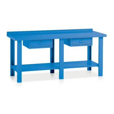 Banco lamiera 2 cassetti mm 2000x750x885h. Blu