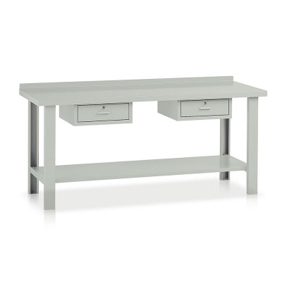 Banco lamiera 2 cassetti mm 2000x750x885h. Grigio