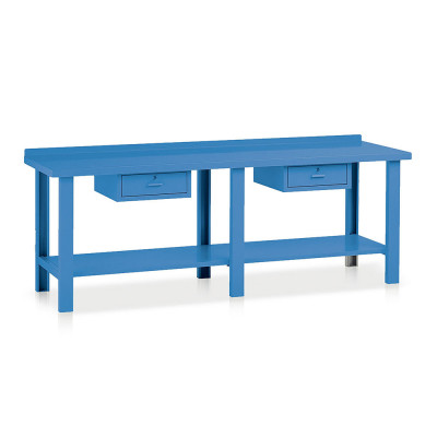 Banco lamiera 2 cassetti mm 2500x750x885h. Blu