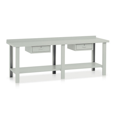 Banco lamiera 2 cassetti mm 2500x750x885h. Grigio