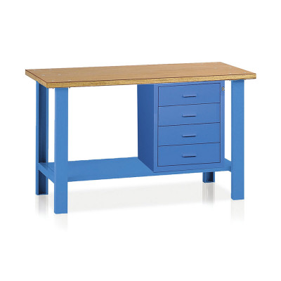 Banco legno 1 cassettiera mm 1500x750x900h. Blu