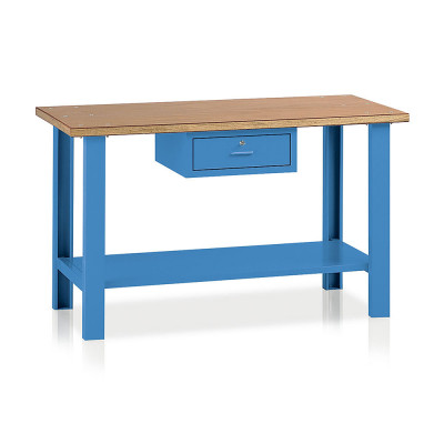 Banco legno 1 cassetto mm 1500x750x900h. Blu