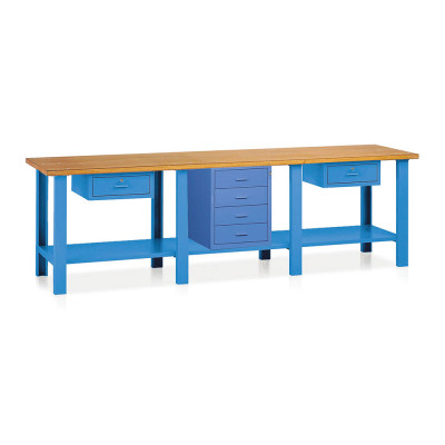 Banco legno 2 cassetti 1 cass.ra mm 3000x750. Blu