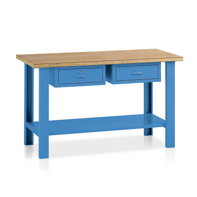 Banco legno 2 cassetti mm 1500x750x900h. Blu