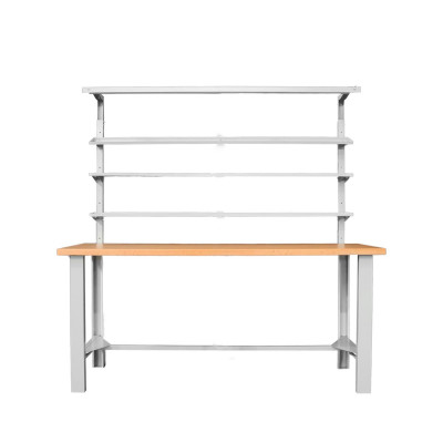 Banco piano legno, 3 mensole e lampada, mm.1500