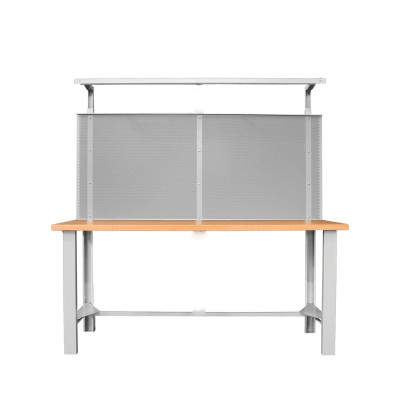 Banco piano legno, pannello e lampada, mm.1500