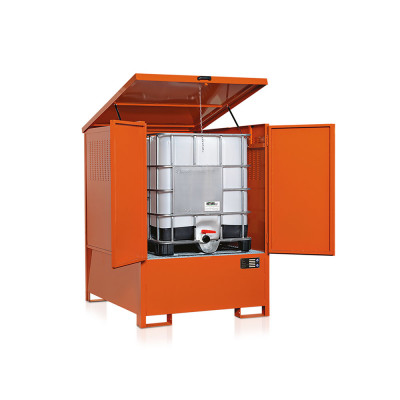 Box in lamiera per cisternetta, con vasca. Arancio