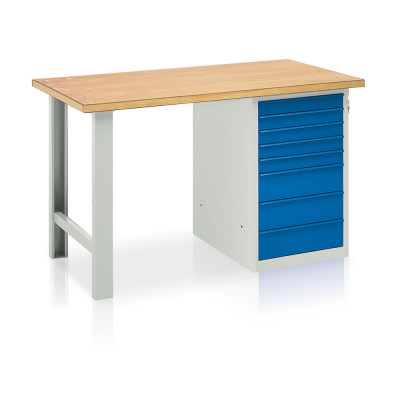 Banco con cassettiera 8 cass. mm.1500. Grigio/Blu