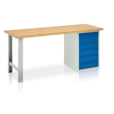 Banco con cassettiera 6 cass. mm.2000. Grigio/Blu