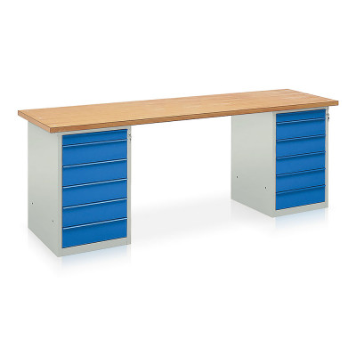 Banco 2 cassettiere 6+6 cass. mm.2500. Grigio/Blu