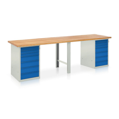 Banco 2 cassettiere 7+7 cass. mm.3000. Grigio/Blu