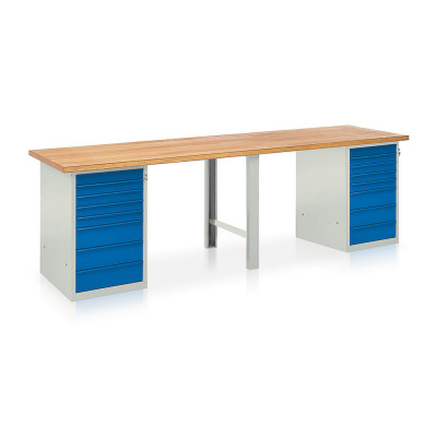 Banco 2 cassettiere 8+8 cass. mm.3000. Grigio/Blu