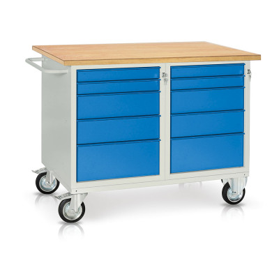 Bancutensile su ruote con 2 cassettiere mm 1200x750