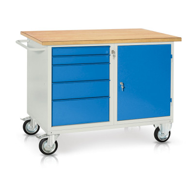 Bancutensile su ruote con 1 cass.ra e 1 vano mm 1200x750