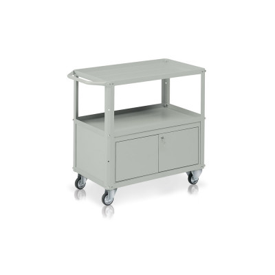 Carrello 3 vasche di mm 800x450 e baule. Grigio