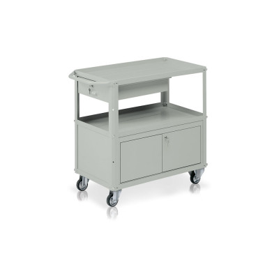 Carrello 3 vasche di mm 800x450 baule e cassetto. Grigio