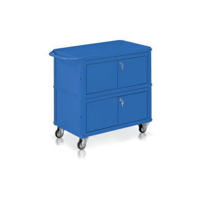 Carrello 3 vasche di mm 800x450 e 2 bauli. Blu