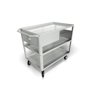 Carrello 3 vasche di mm 930x600 e cassetto. Grigio