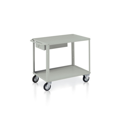 Carrello 2 vasche di mm 930x600 e cassetto. Grigio