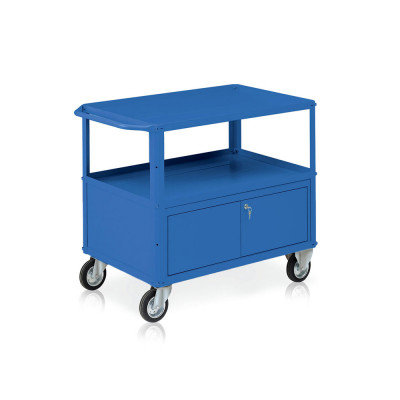 Carrello 3 vasche di mm 930x600 e baule. Blu