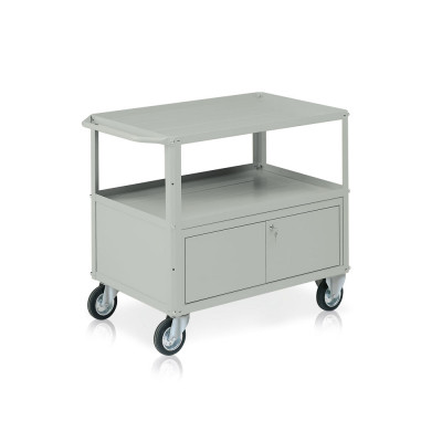 Carrello 3 vasche di mm 930x600 e baule. Grigio