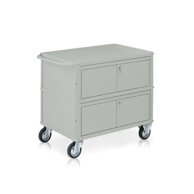 Carrello 3 vasche di mm 930x600 e 2 bauli. Grigio