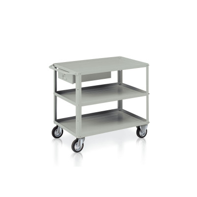 Carrello 3 vasche di mm 930x600 e cassetto. Grigio