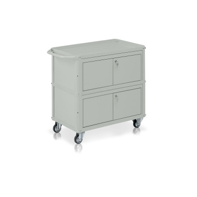 Carrello 3 vasche di mm 800x450 e 2 bauli. Grigio