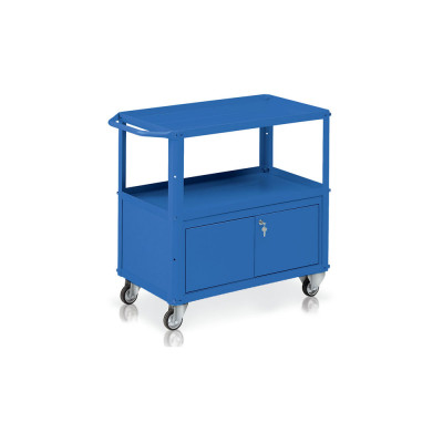 Carrello 3 vasche di mm 800x450 e baule. Blu