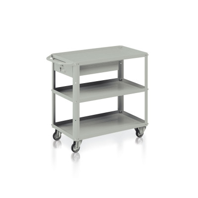 Trolley 3 trays, 1 box mm. 910Lx450Dx810H. Grey.