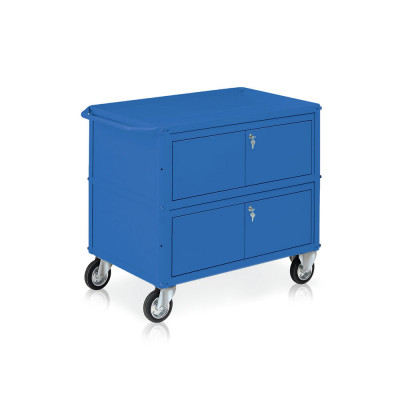 C566B Carrello 3 vasche di mm 930x600 e 2 bauli. Blu