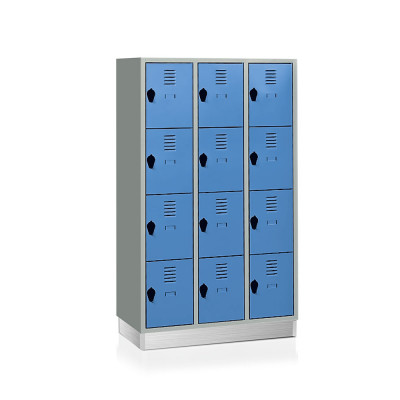 Casellario 12 vani con zoccolo. Grigio/Blu