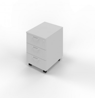 Drawer unit in melamine on wheels with 3 drawers, cloud grey colour. Sizes: 415Lx550Dx600H mm.