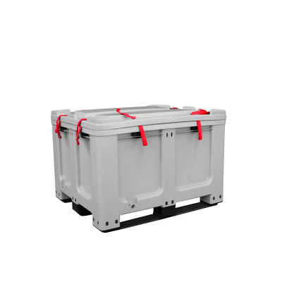 Contenitore con coperchio per batterie al piombo esauste. Grigio. Mm 1200x1000x780h