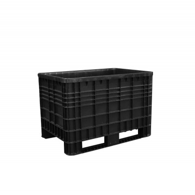 Contenitore con slitte sovrapponibile. Portata kg.400. Capacità lt.520. Nero. Mm 1200x800x800h