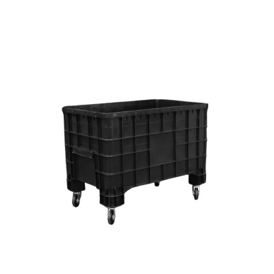 Contenitore sovrapponibile con ruote. Portata kg.180. Capacità lt.300. Nero. Mm 1000x635x770h