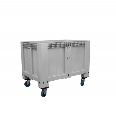 Contenitore sovrapponibile con ruote. Portata kg.400. Capacità lt.525. Grigio. Mm 1200x800x800h