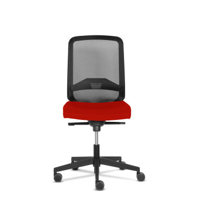 Poltrona Atlas rete nera tessuto rosso s/braccioli