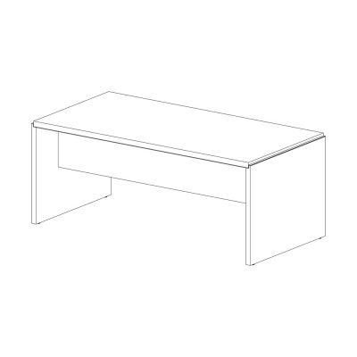 Desk with top and sides in dark elm melamine. Sizes: mm. 1800x900x740h.