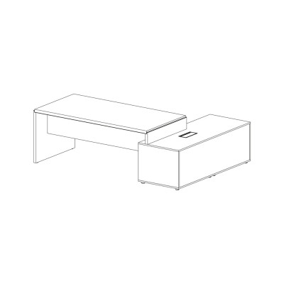 Scrivania + mobile servizio Sx mm 2300x1650. Rovere