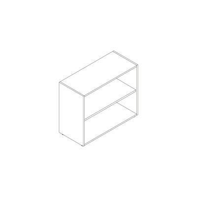 Open bookshelf in white melamine. Sizes: mm 1000Lx440Dx795H.