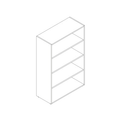 Open bookshelf in black melamine. Sizes: mm 1000Lx440Dx1560H.