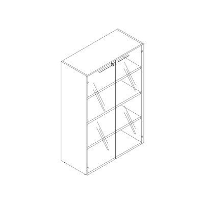 Bookshelf with hinged doors, structure in black melamine. Sizes: mm 1000Lx460Dx1560H.